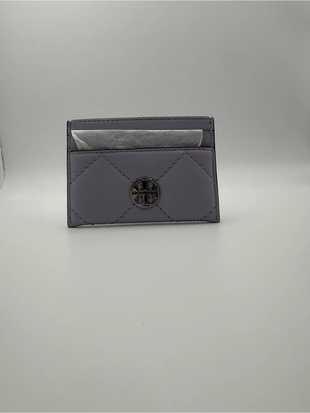 Tory Burch Willa Quilted Card Wallet, Purple, Logo, Women’s OS
